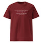 Albert Einstein quote t-shirt 'Difficulties in mathematics', burgundy front