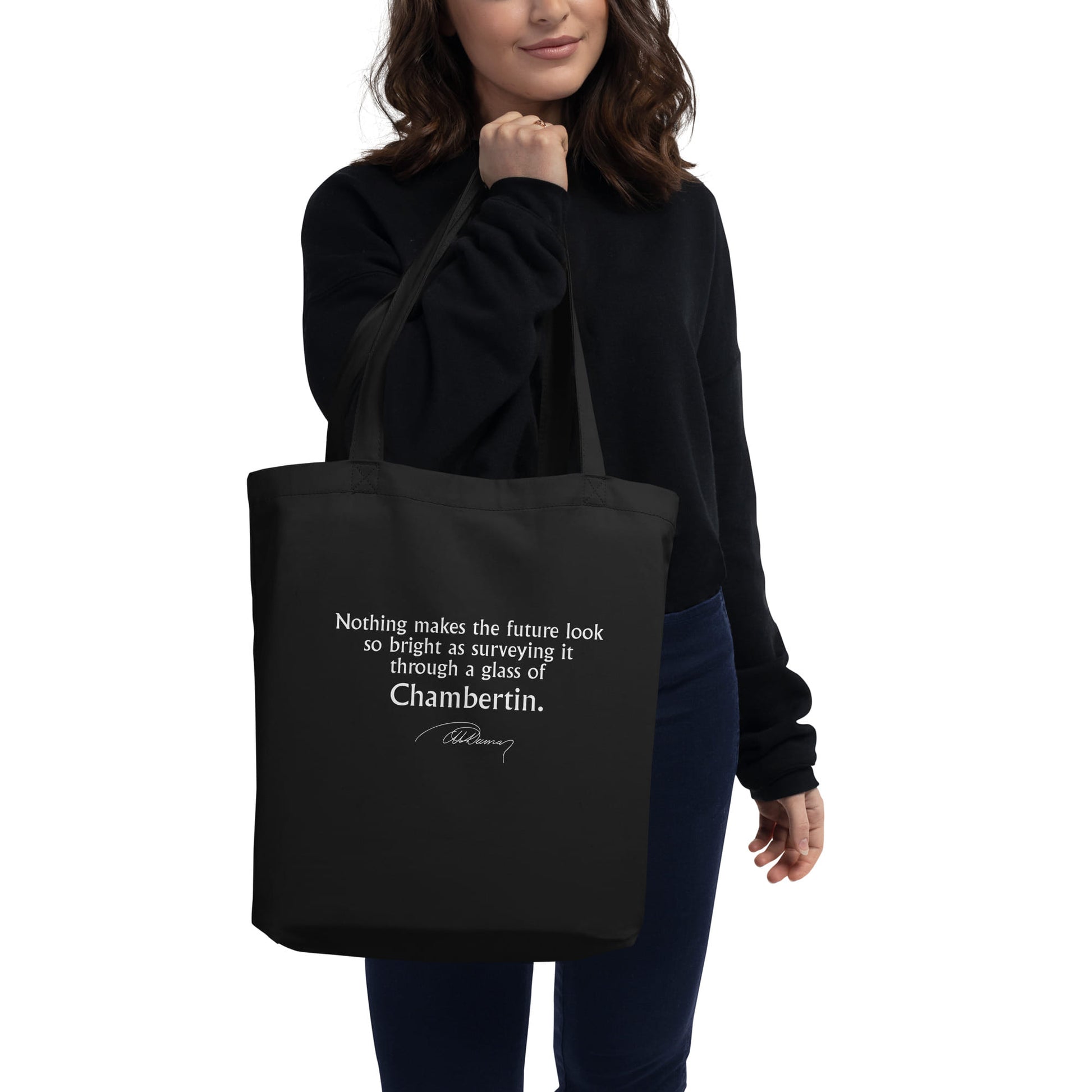 Three Musketeers Athos quote tote Through a glass of Chambertin' Alexandre Dumas, black model