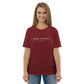 Alice in Wonderland quote T-shirt 'Curiouser and curiouser!' Lewis Carroll, burgundy portrait