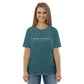 Alice in Wonderland quote T-shirt 'Curiouser and curiouser!' Lewis Carroll, teal portrait
