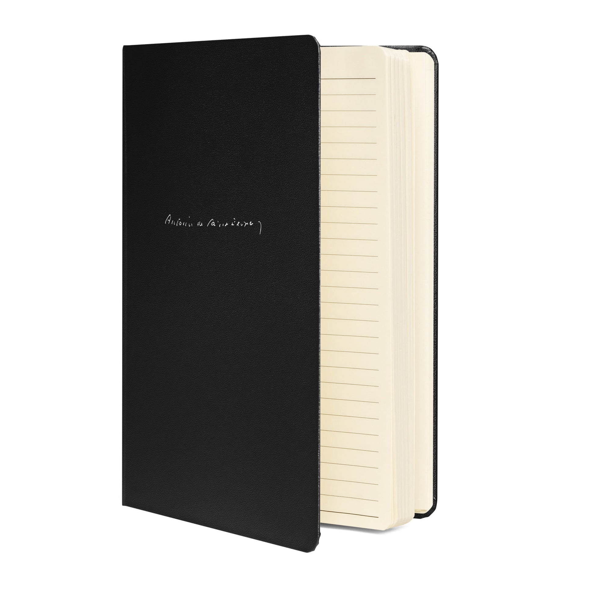 Antoine de Saint-Exupery signature black notebook side view