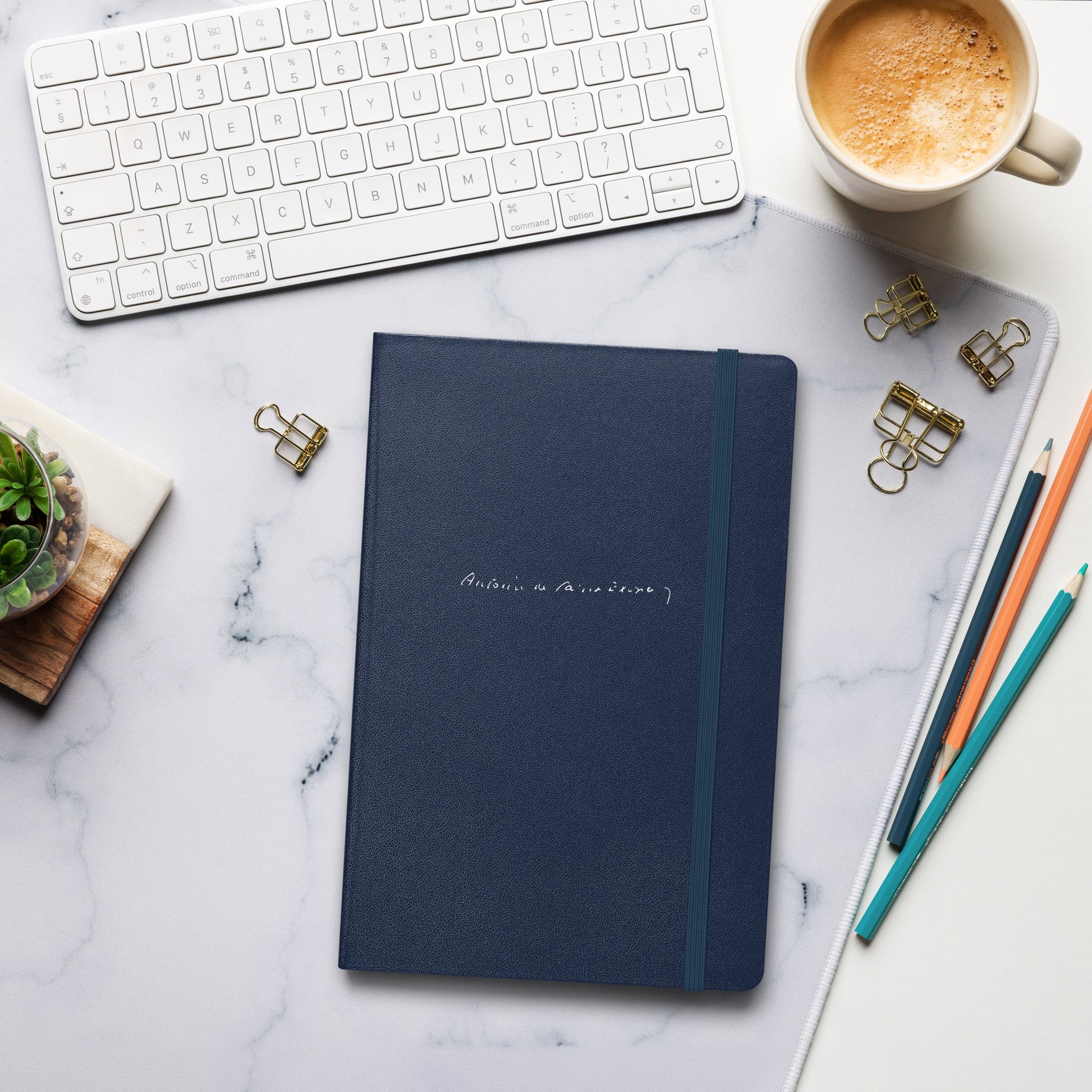 Antoine de Saint-Exupery signature navy notebook lifestyle