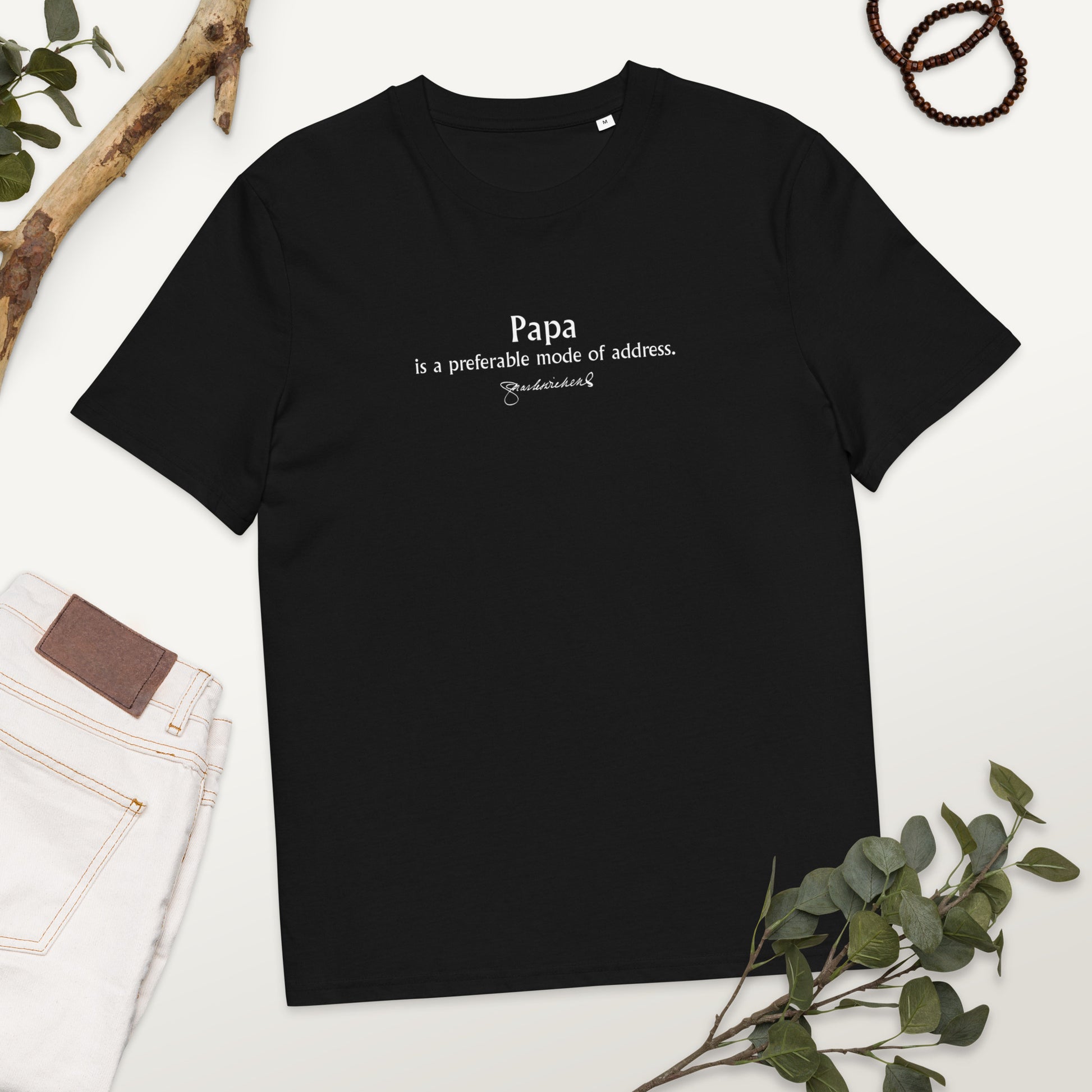 Charles Dickens quote T-shirt 'Papa is a preferable mode of address', black mockup