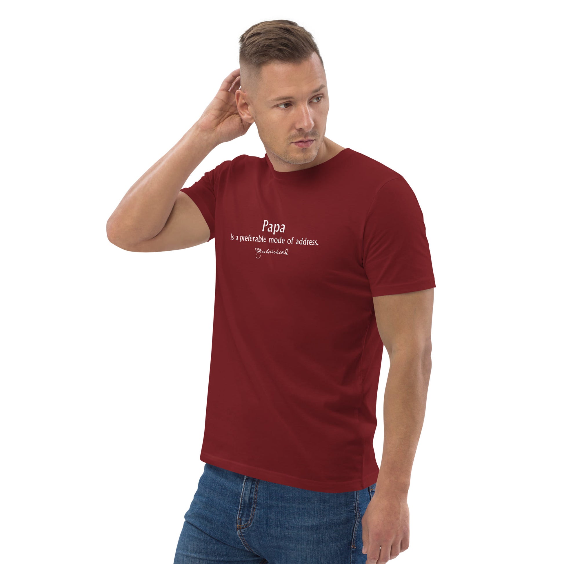 Charles Dickens quote T-shirt 'Papa is a preferable mode of address', burgundy portrait