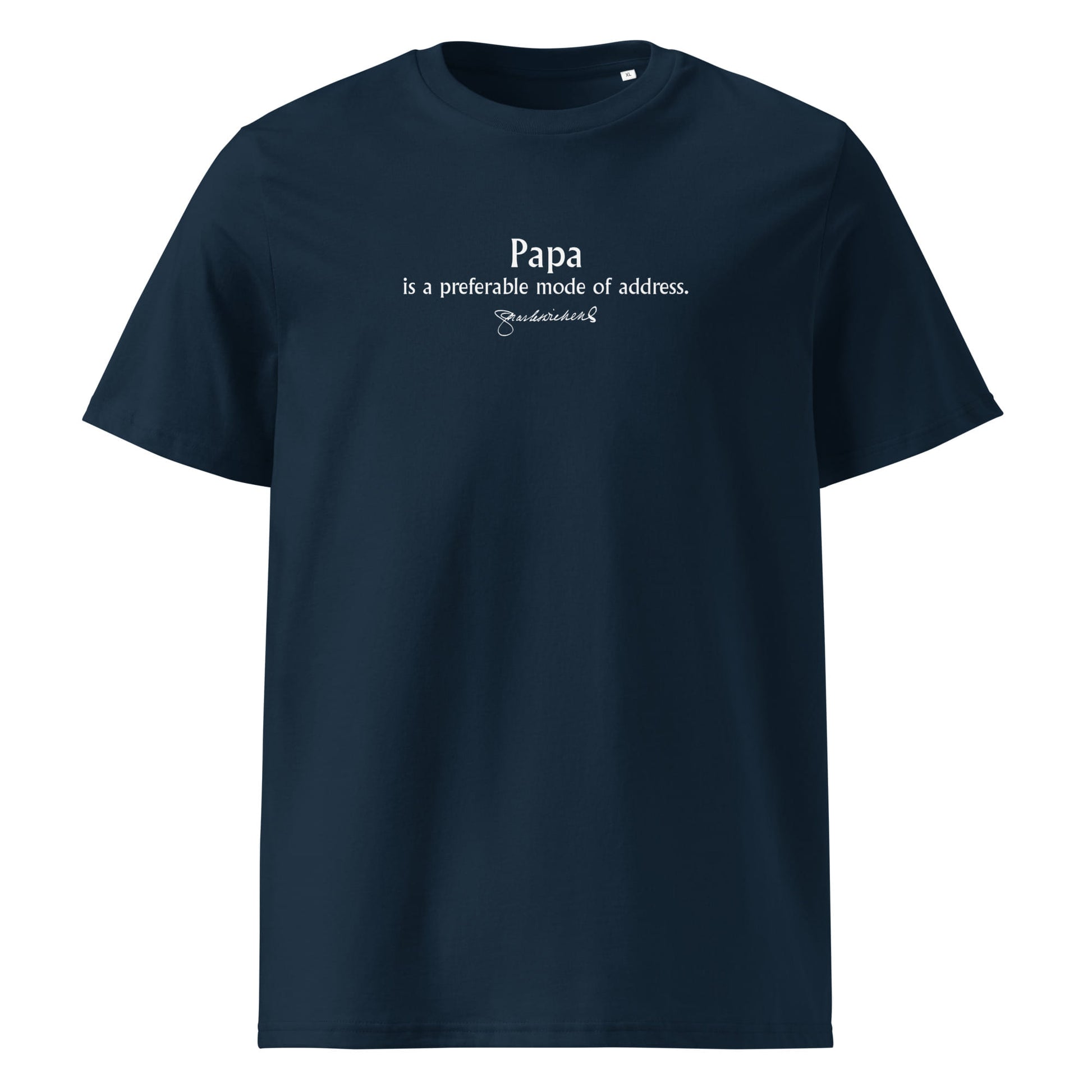Charles Dickens quote T-shirt 'Papa is a preferable mode of address', navy front