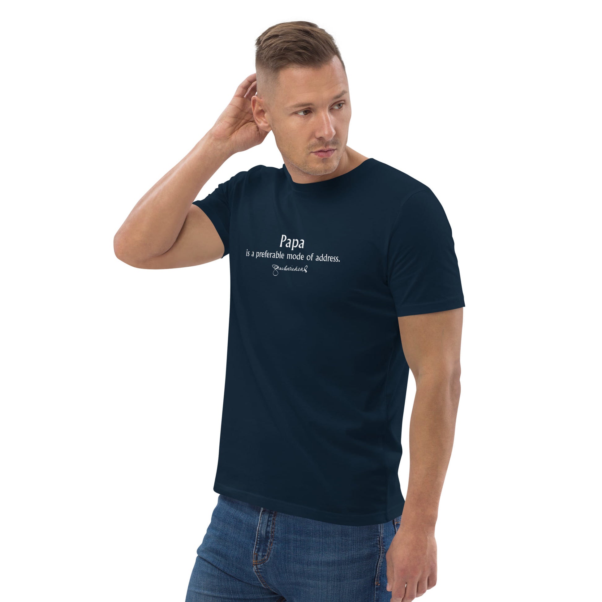 Charles Dickens quote T-shirt 'Papa is a preferable mode of address', navy portrait