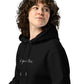 Edgar Allan Poe signature black hoodie model detail