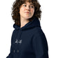 Galileo Galilei signature organic navy hoodie model detail