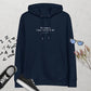 Pride and Prejudice quote hoodie 'My temper I dare not vouch for' Jane Austen, navy lifestyle