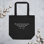 Jules Verne quote shopper 'We cannot resist natural laws', black mockup