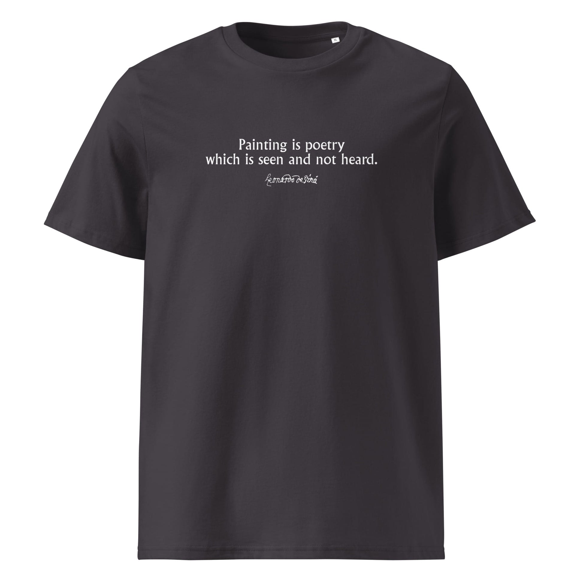 Leonardo da Vinci quote t-shirt 'Painting is poetry', anthracite front