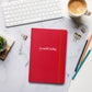 Leonardo da Vinci signature red notebook lifestyle