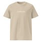Leonardo da Vinci signature organic beige t-shirt front view
