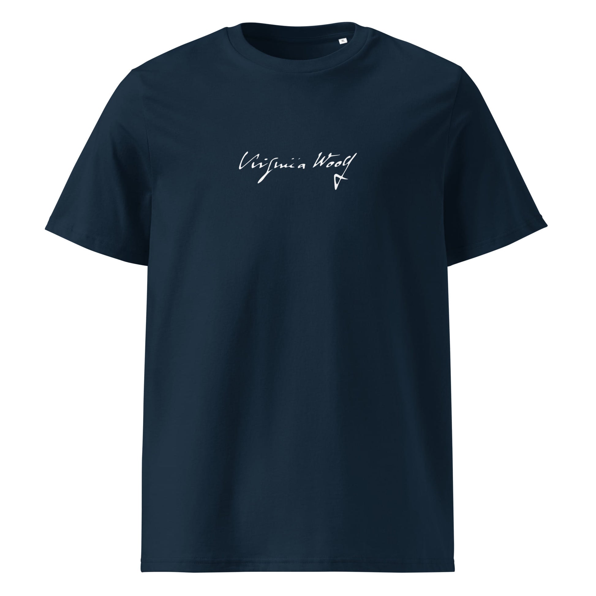 Leonardo da Vinci signature organic navy t-shirt front view