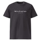 Alice in Wonderland quote t-shirt 'We're all mad here' Lewis Carroll, anthracite front