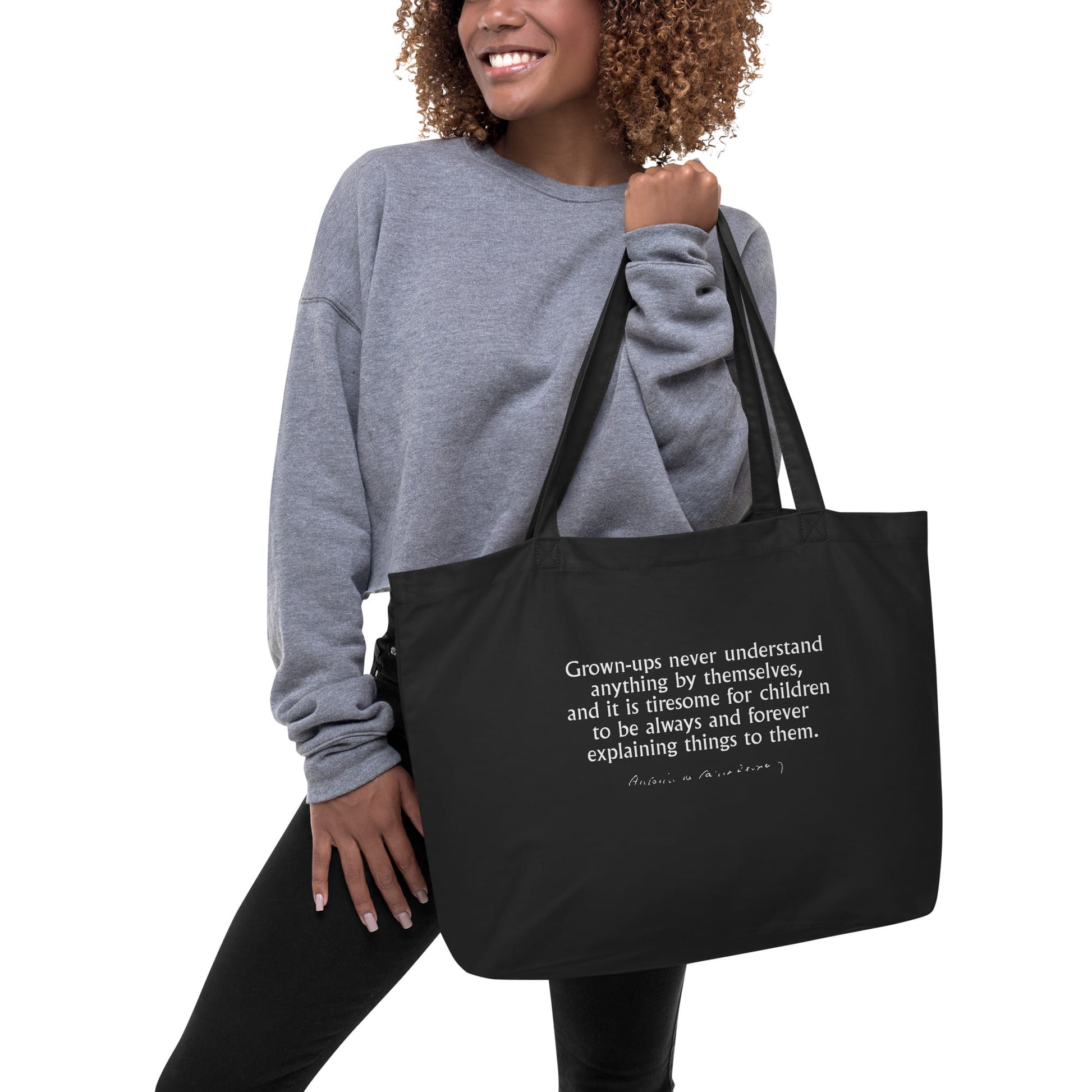 The Little Prince quote shopper 'Grown-ups never understand' Antoine de Saint-Exupéry, black model