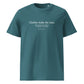 Mark Twain ironic quote t-shirt 'Clothes make the man', teal front