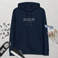 Mary Shelley quote hoodie 'Live and be happy' Frankenstein, navy mockup