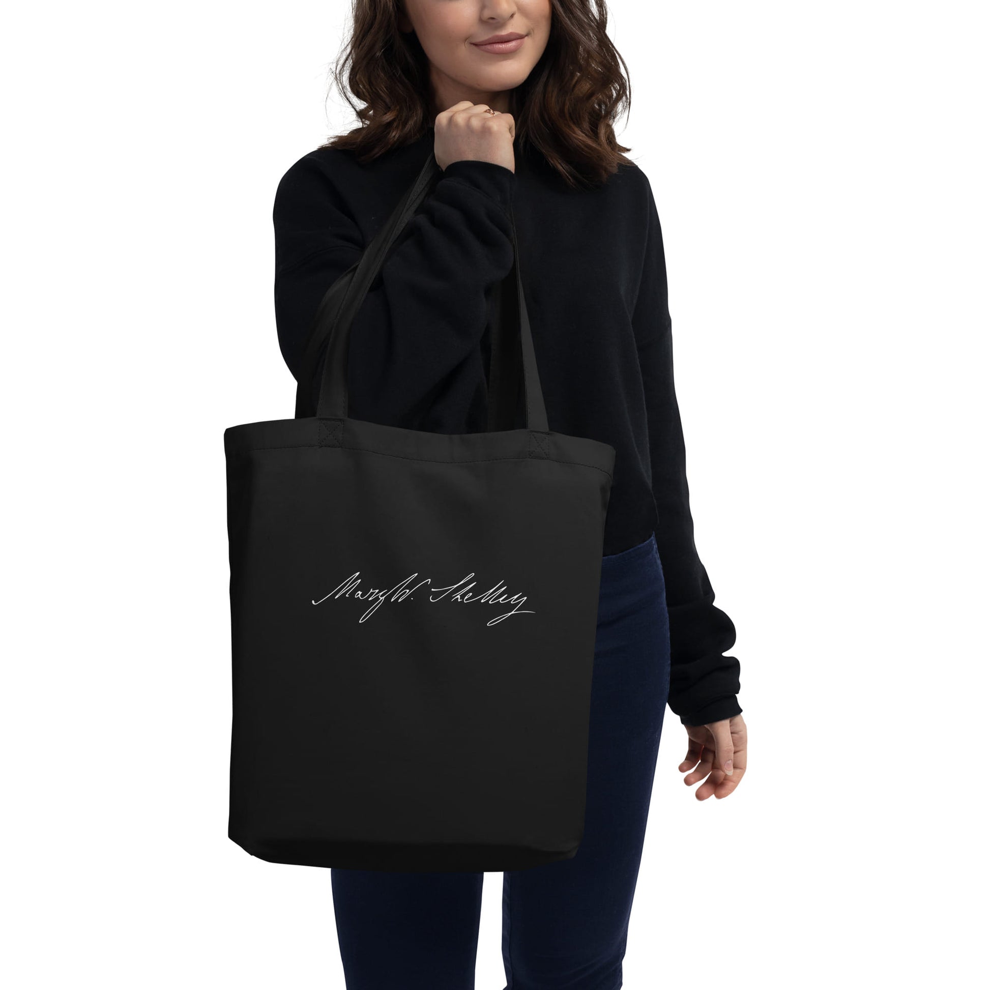 Mary Shelley signature black tote bag model
