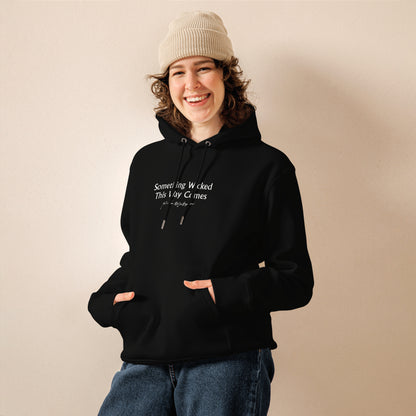 Shakespeare merchandise hoodie Macbeth 'Something Wicked This Way Comes', black mockup