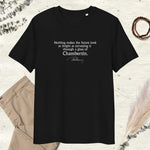 Three Musketeers quote T-shirt "Through a glass of Chambertin", Alexandre Dumas, black mockup
