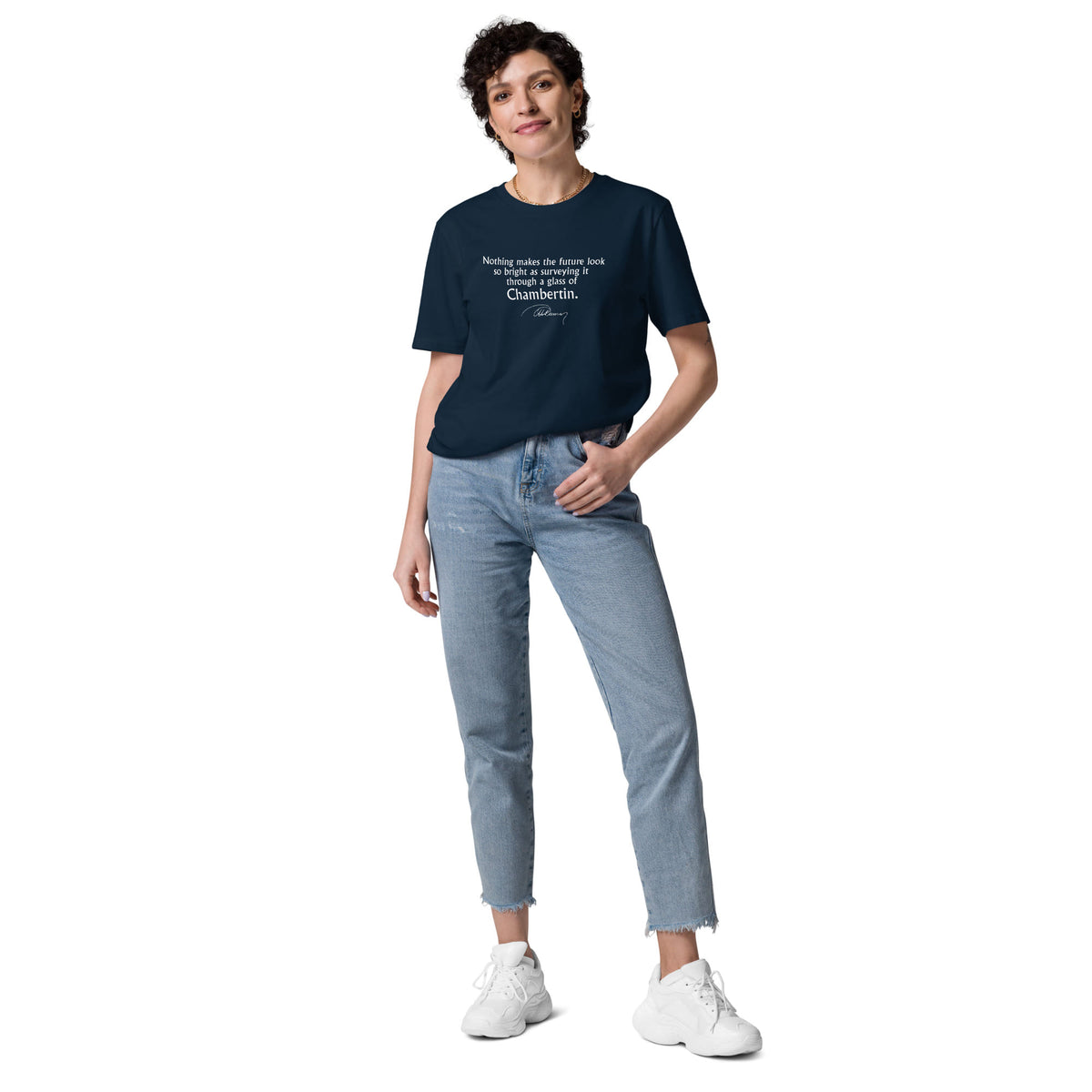 Three Musketeers quote T-shirt "Through a glass of Chambertin", Alexandre Dumas, navy model