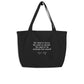 Virginia Woolf quote shopper bag 'No need to hurry. No need to sparkle.', black front
