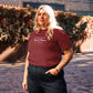 Shakespeare merchandise T-shirt 'Though She Be But Littlle She Is Fierce' A Midsummer Night's Dream, burgundy mockup